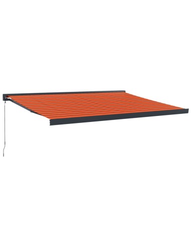 Auvent rétractable orange et marron 4,5x3 m tissu et aluminium