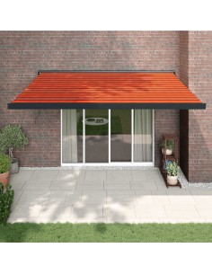 Auvent rétractable orange et marron 4,5x3 m tissu et... 2