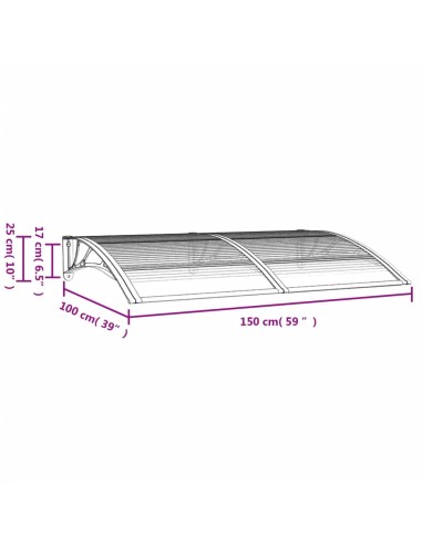 Auvent de porte Gris 150x100 cm Polycarbonate