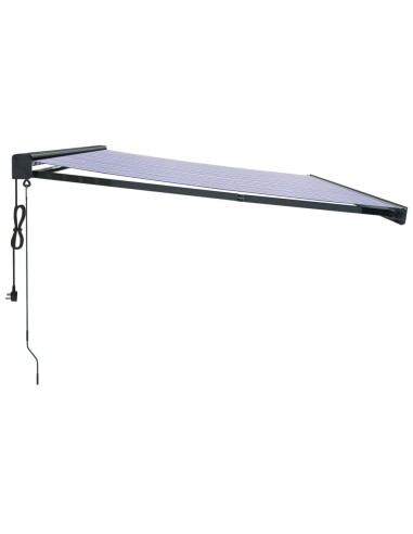 Auvent rétractable bleu et blanc 5x3 m tissu et...