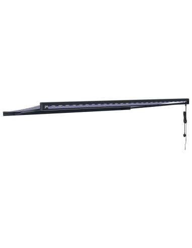 Auvent rétractable bleu et blanc 5x3 m tissu et...