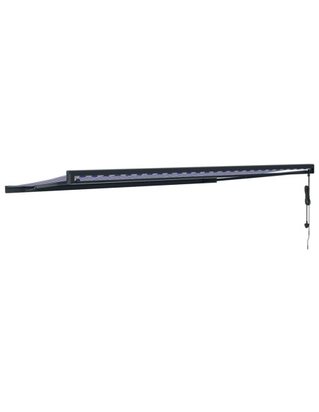 Auvent rétractable bleu et blanc 5x3 m tissu et aluminium