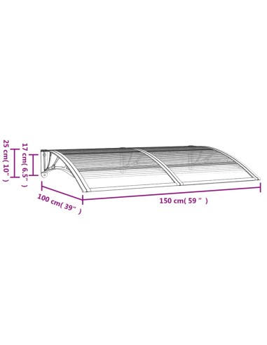 Auvent de porte Noir 150x100 cm Polycarbonate