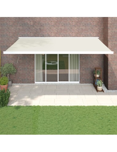 Auvent rétractable crème 5x3 m tissu et aluminium