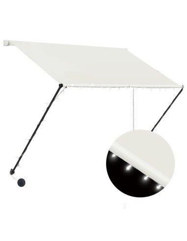 Auvent rétractable avec LED 150x150 cm Crème