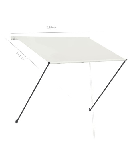 Auvent rétractable avec LED 150x150 cm Crème