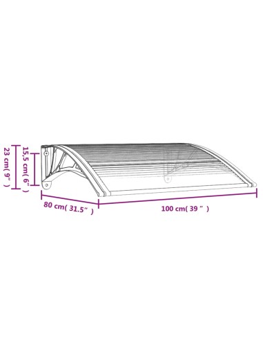Auvent de porte Noir 100x80 cm Polycarbonate