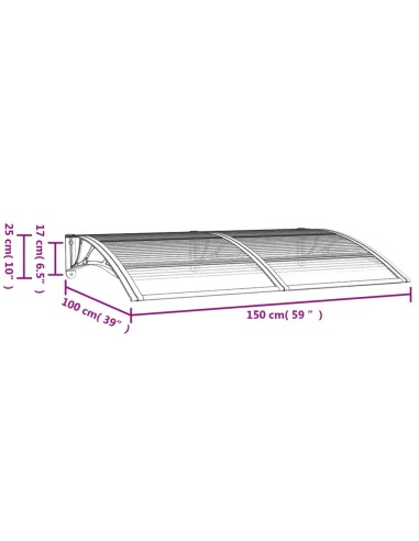 Auvent de porte Noir 150x100 cm Polycarbonate