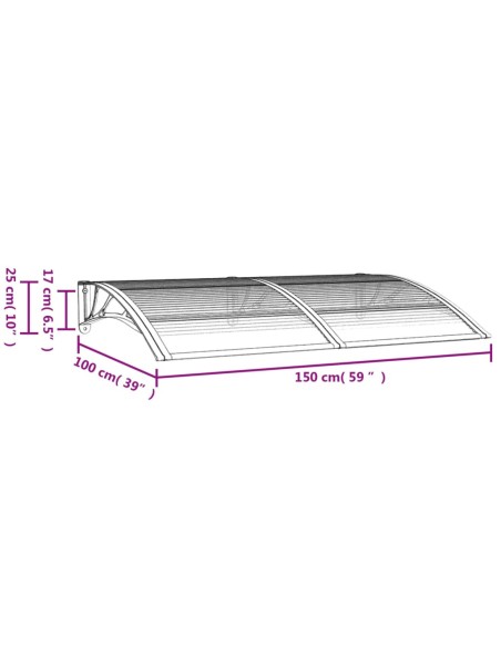 Auvent de porte Noir 150x100 cm Polycarbonate