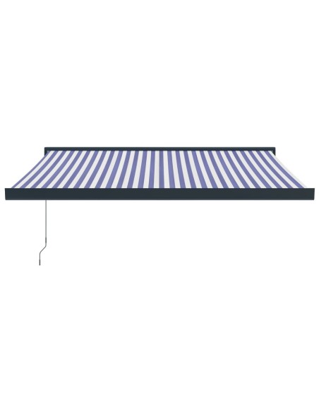 Auvent rétractable bleu et blanc 3x2,5 m tissu et aluminium