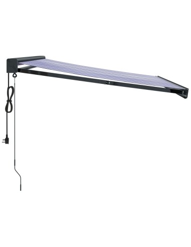 Auvent rétractable bleu et blanc 3x2,5 m tissu...