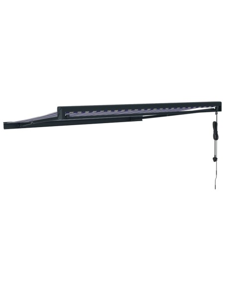 Auvent rétractable bleu et blanc 3x2,5 m tissu et aluminium