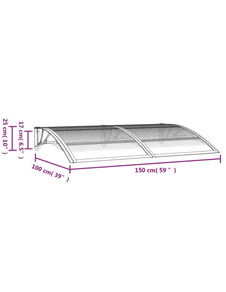 Auvent de porte Polycarbonate - 150x100 cm