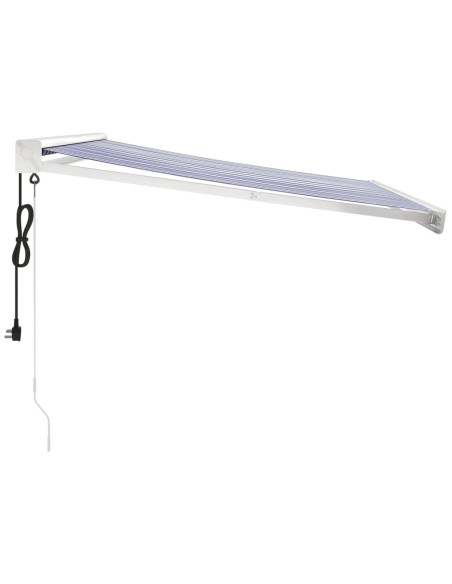 Auvent rétractable bleu et blanc - 3,5x2,5 m