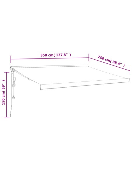 Auvent rétractable bleu et blanc - 3,5x2,5 m