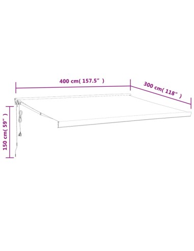 Auvent rétractable anthracite - 4x3 m