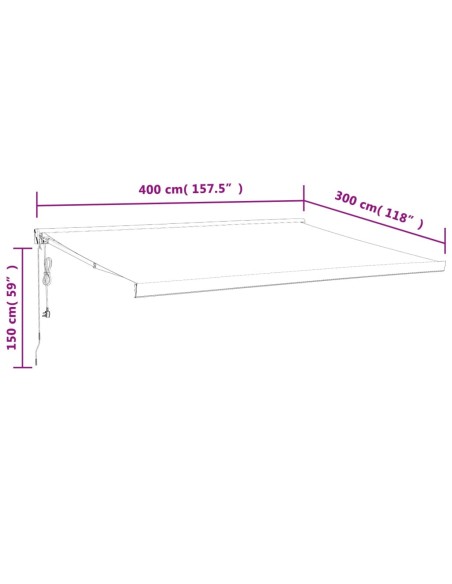 Auvent rétractable anthracite - 4x3 m