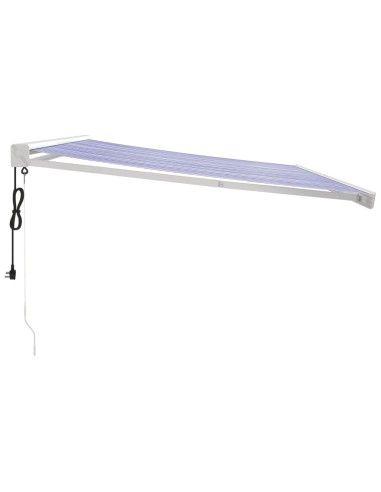Auvent rétractable bleu et blanc - 4x3 m