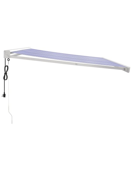 Auvent rétractable bleu et blanc - 4x3 m