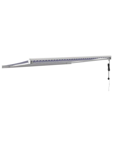 Auvent rétractable bleu et blanc - 4x3 m