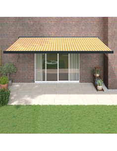 Auvent rétractable jaune et blanc - 5x3 m 2