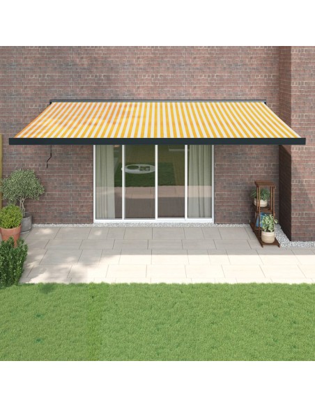 Auvent rétractable jaune et blanc - 5x3 m