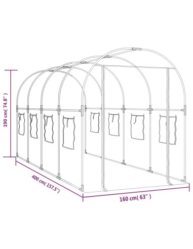 Serre Transparent PVC - 160x400x190cm