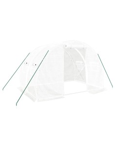 Serre avec cadre en acier blanc 6 m²