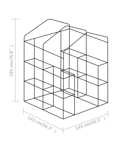 Serre avec étagères - 143x143x195cm