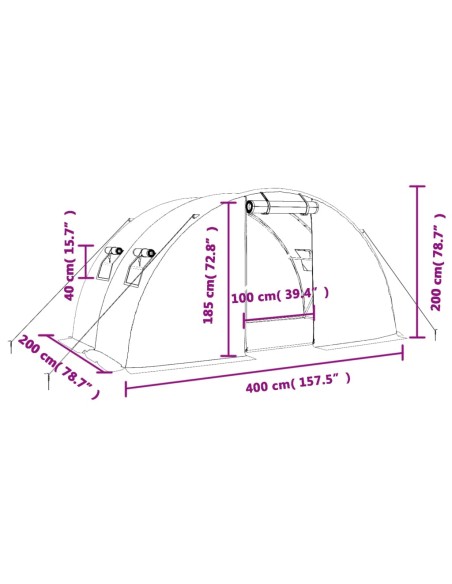 Serre avec cadre en acier blanc - 8 m²