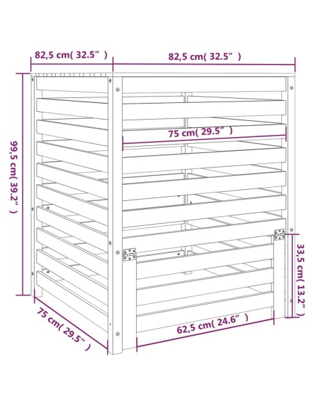 Composteur bois de pin - 82,5x82,5x99,5 cm