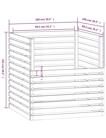 Composteur en bois de pin - 100x100x102 cm