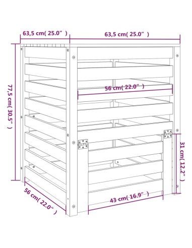 Composteur Pin massif - 63,5x63,5x77,5cm
