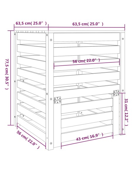 Composteur Pin massif - 63,5x63,5x77,5cm
