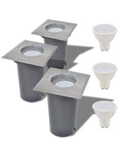 Lampes au sol à LED d'extérieur 3 pcs carré 2