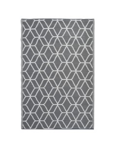 Tapis d'extérieur gris et blanc hexagone 180x121cm 2