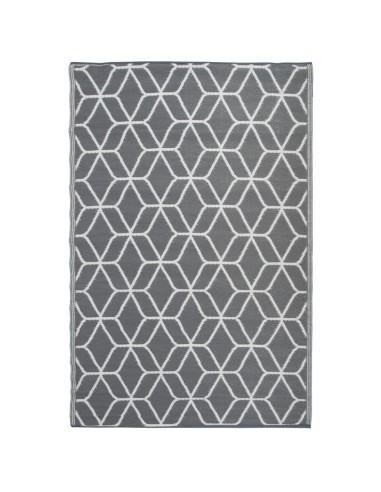 Tapis d'extérieur gris et blanc hexagone 180x121cm