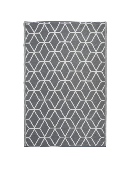 Tapis d'extérieur gris et blanc hexagone 180x121cm