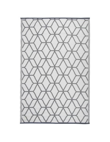 Tapis d'extérieur gris et blanc hexagone 180x121cm