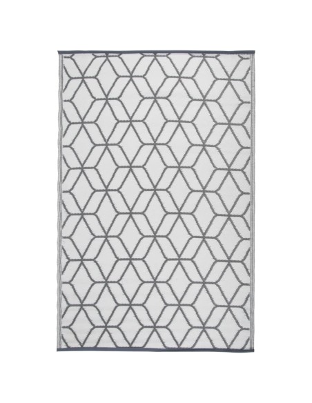 Tapis d'extérieur gris et blanc hexagone 180x121cm