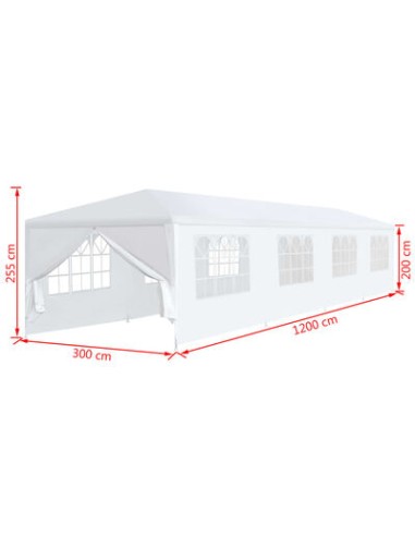 Tonnelle de jardin blanche avec parois 3x12m