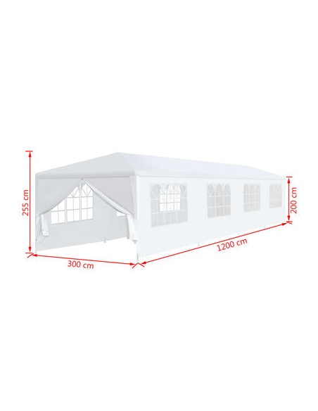 Tonnelle de jardin blanche avec parois 3x12m