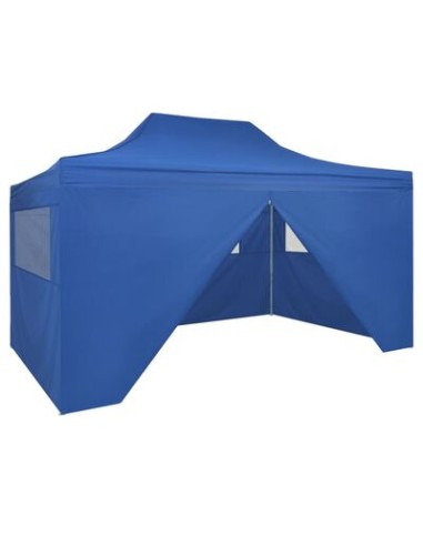 Tente pliable bleu avec 4 parois latérales 3x4,5m