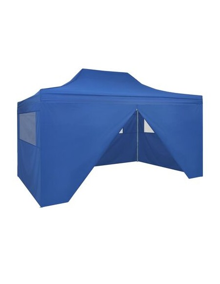 Tente pliable bleu avec 4 parois latérales 3x4,5m
