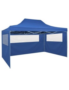 Tente pliable bleu avec 4 parois latérales 3x4,5m 2