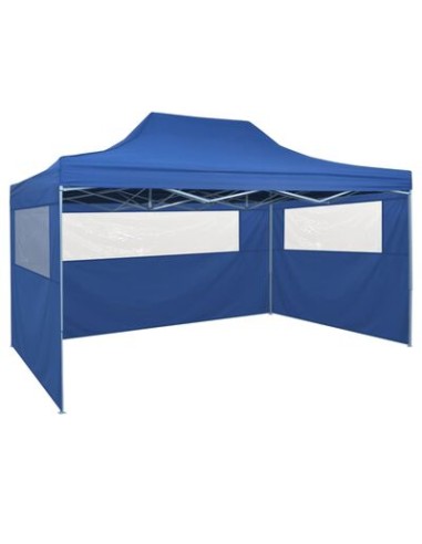 Tente pliable bleu avec 4 parois latérales 3x4,5m