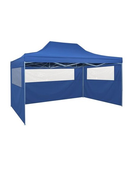 Tente pliable bleu avec 4 parois latérales 3x4,5m