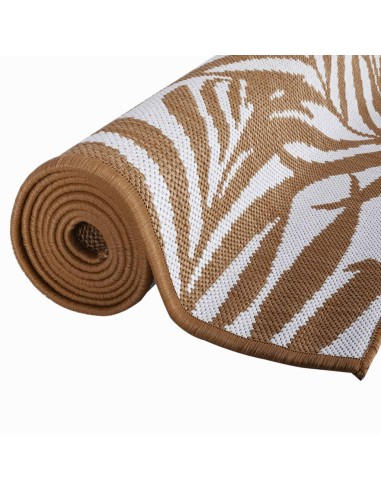 Tapis d'extérieur marron et blanc feuillage...