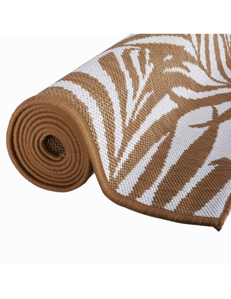 Tapis d'extérieur marron et blanc feuillage 80x150cm