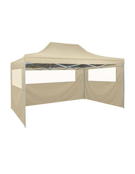 Tente pliable crème avec 4 parois 3x4,5m